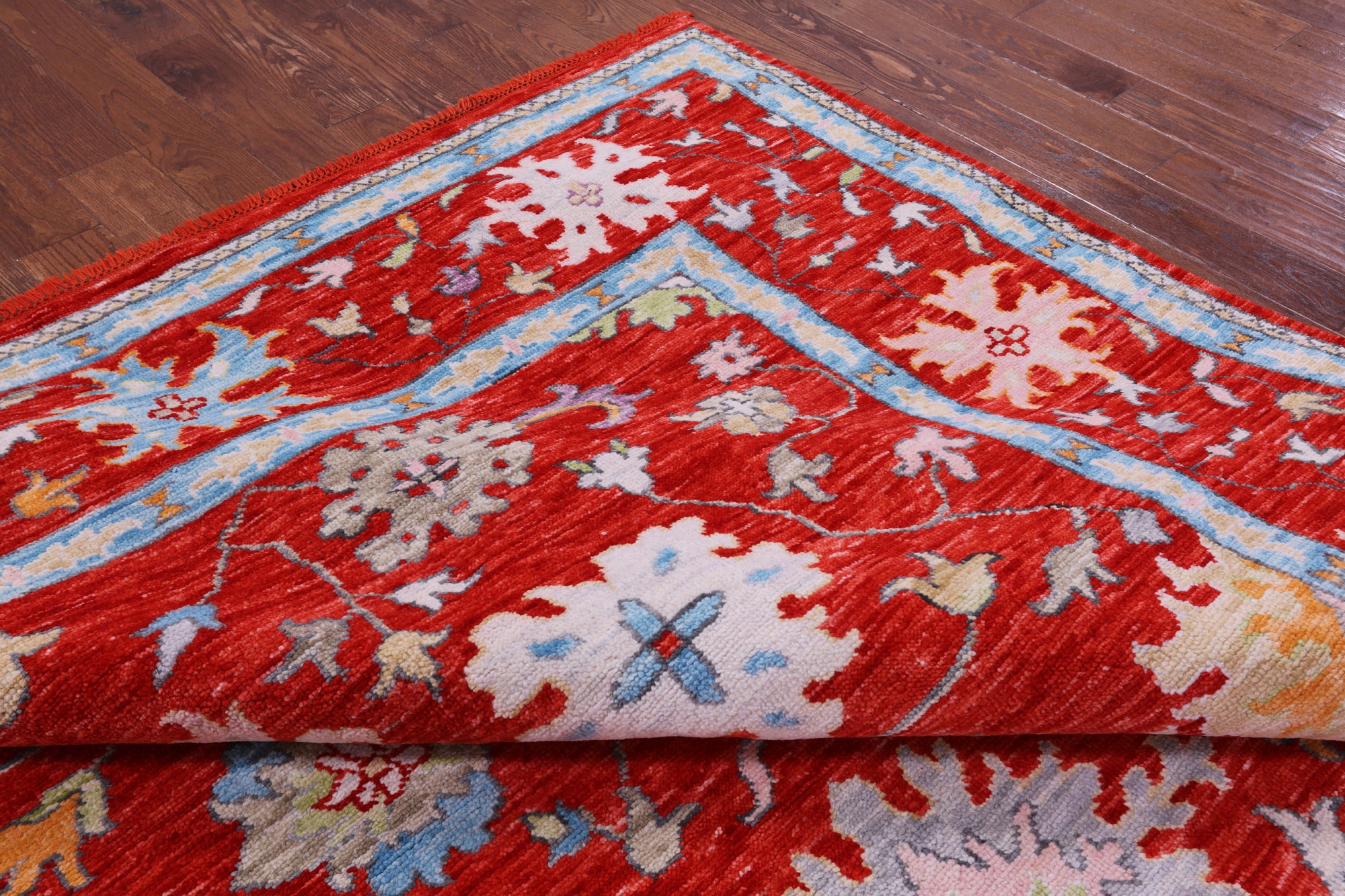 Red Turkish Oushak Hand Knotted Wool Rug - 10' 4" X 14' 1" - Golden Nile