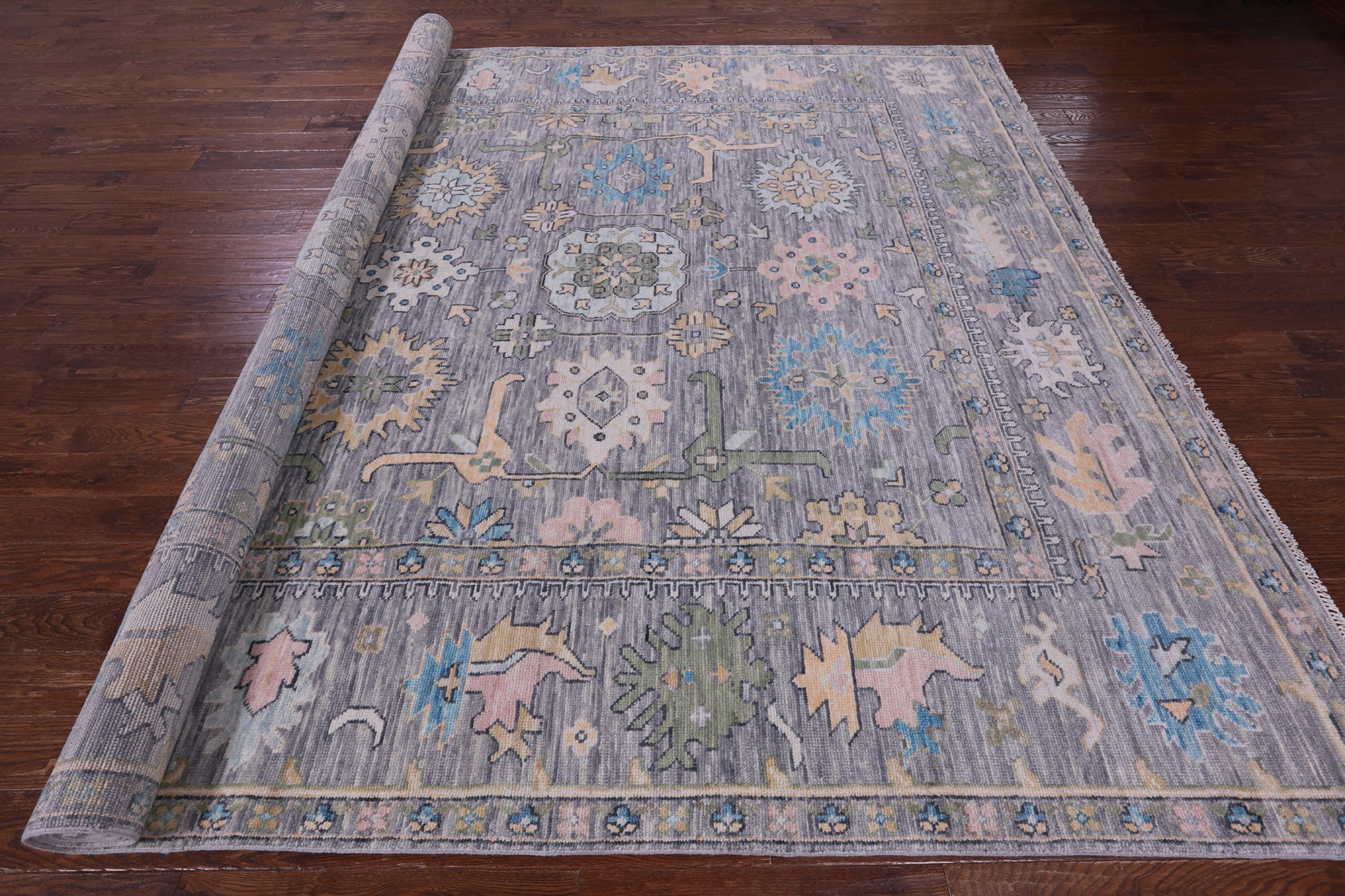 Grey Turkish Oushak Handmade Wool Rug - 10' 2" X 13' 10" - Golden Nile