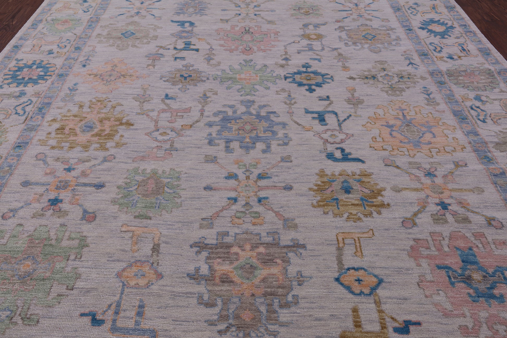 Ivory Turkish Oushak Hand Knotted Wool Rug - 10' 1" X 14' 0" - Golden Nile