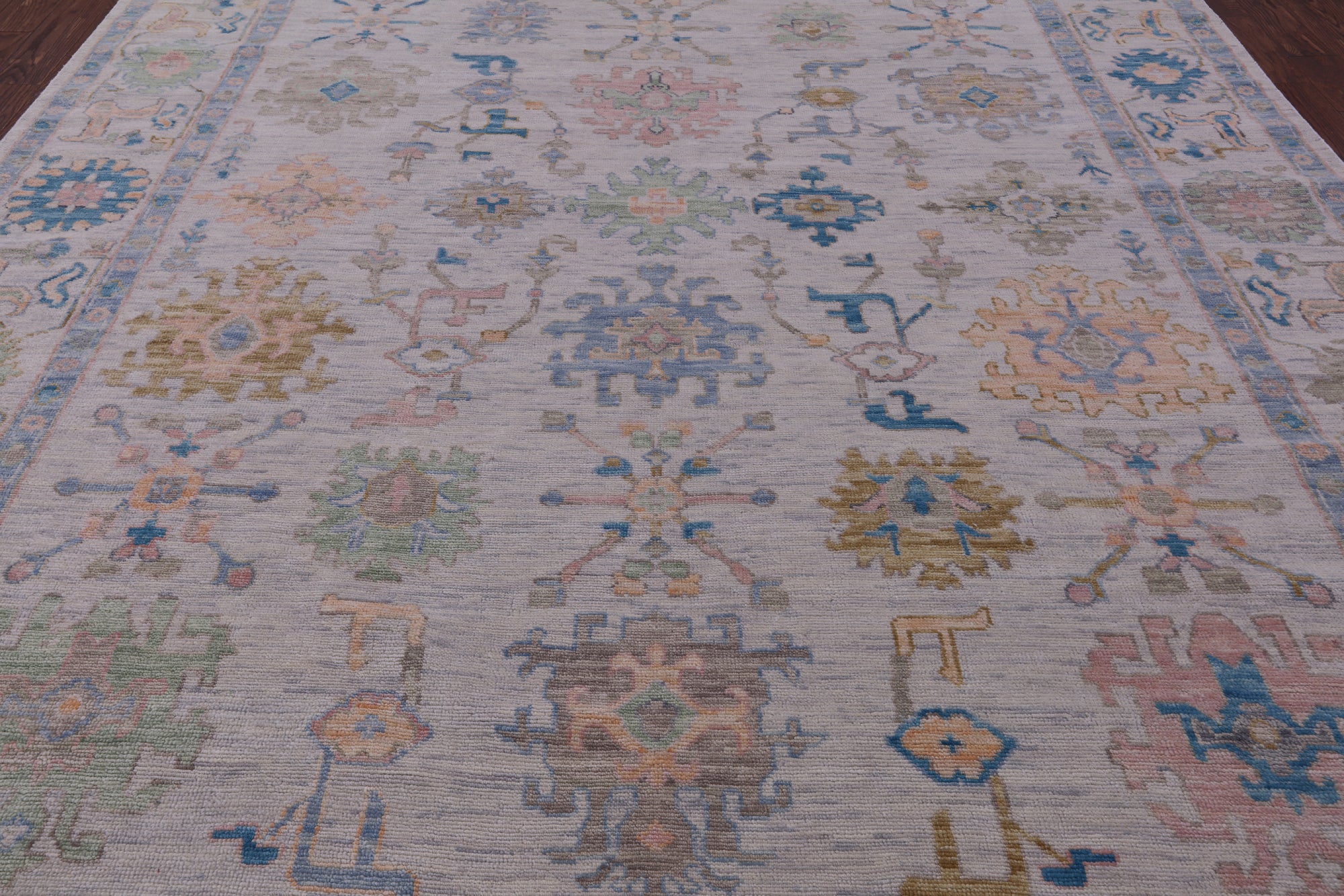 Ivory Turkish Oushak Hand Knotted Wool Rug - 10' 1" X 14' 0" - Golden Nile