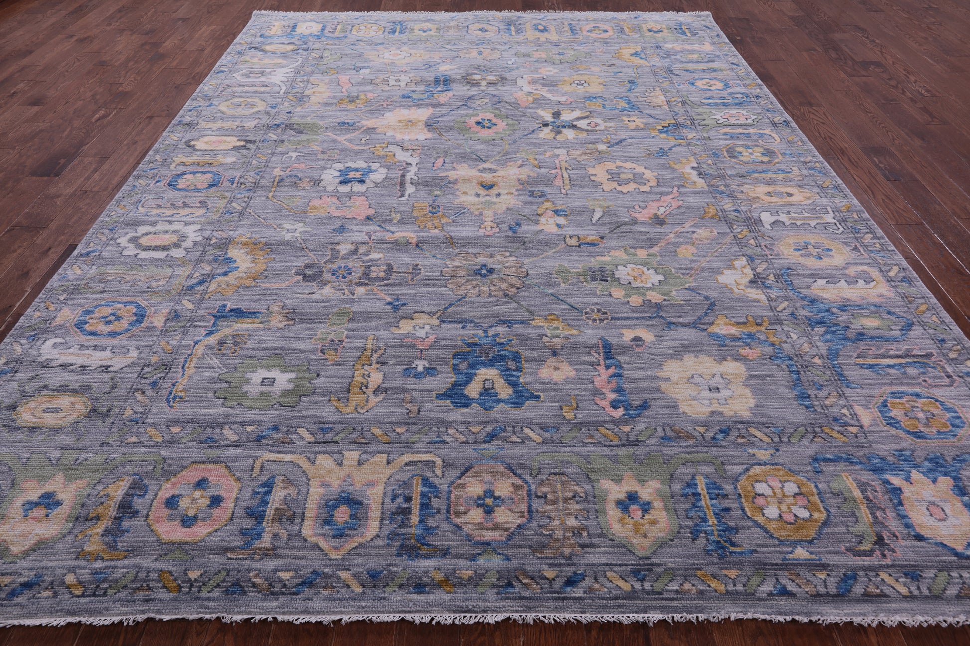 Grey Turkish Oushak Hand Knotted Wool Rug - 9' 3" X 12' 0" - Golden Nile