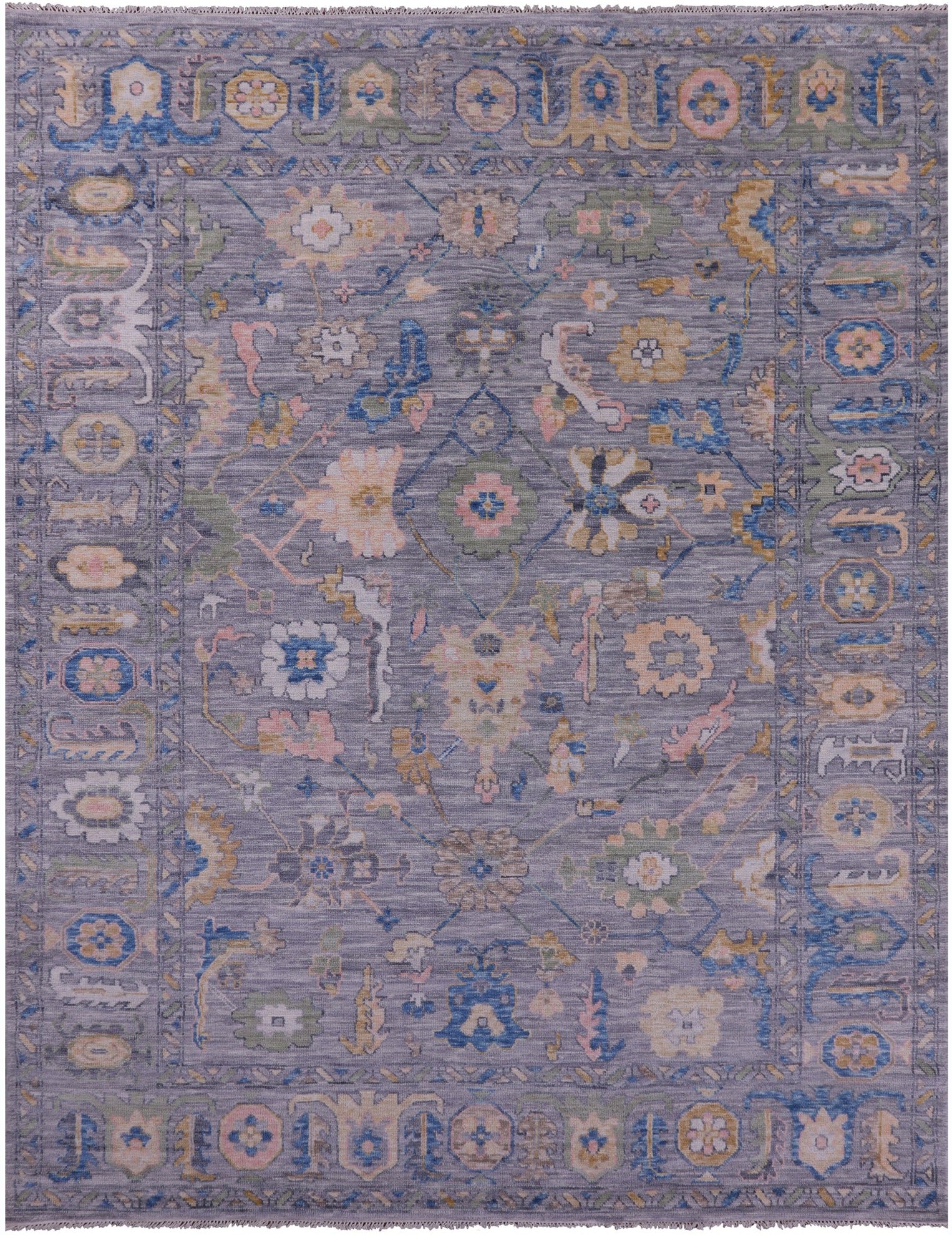 Grey Turkish Oushak Hand Knotted Wool Rug - 9' 3" X 12' 0" - Golden Nile