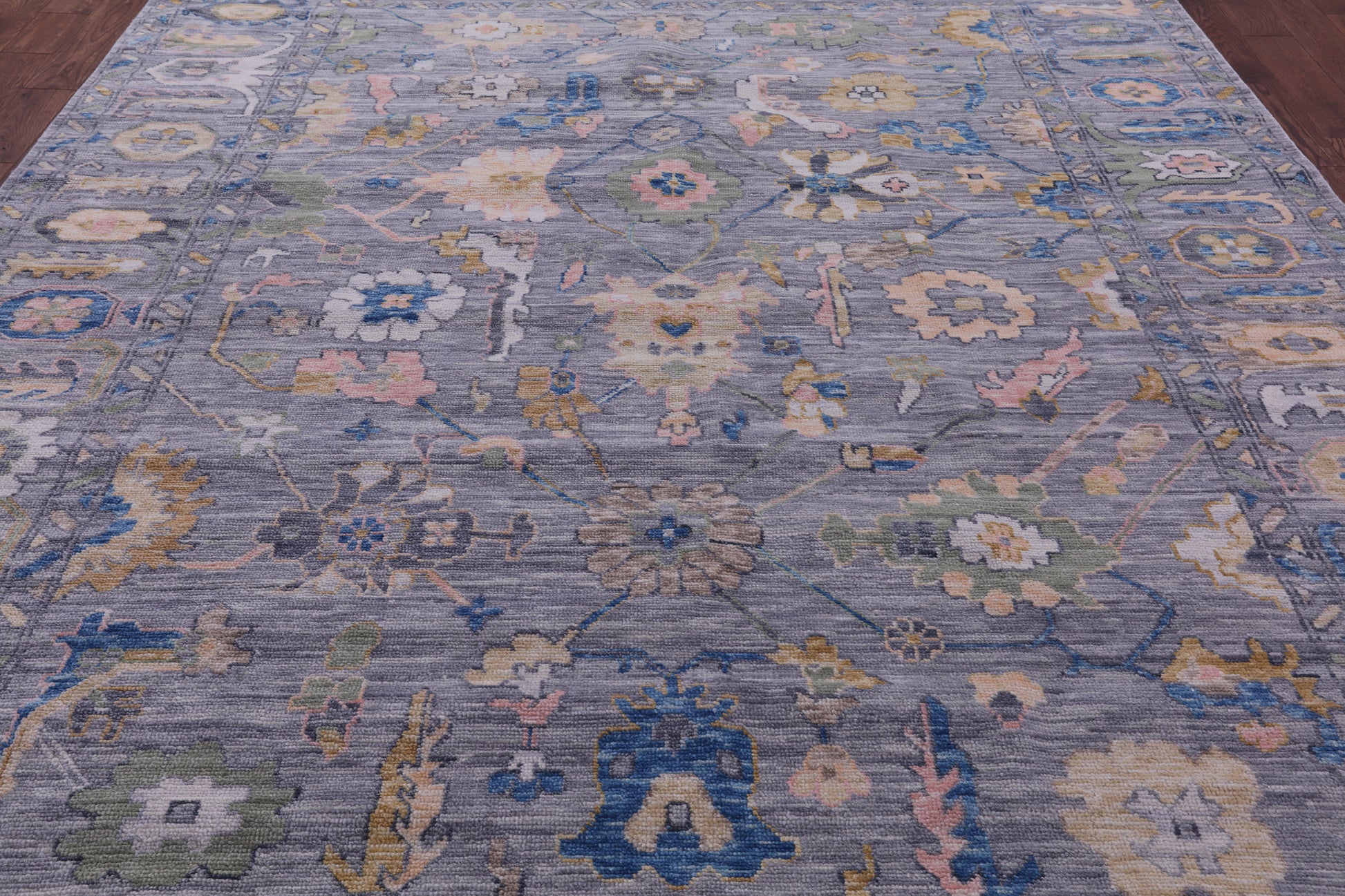Grey Turkish Oushak Hand Knotted Wool Rug - 9' 3" X 12' 0" - Golden Nile