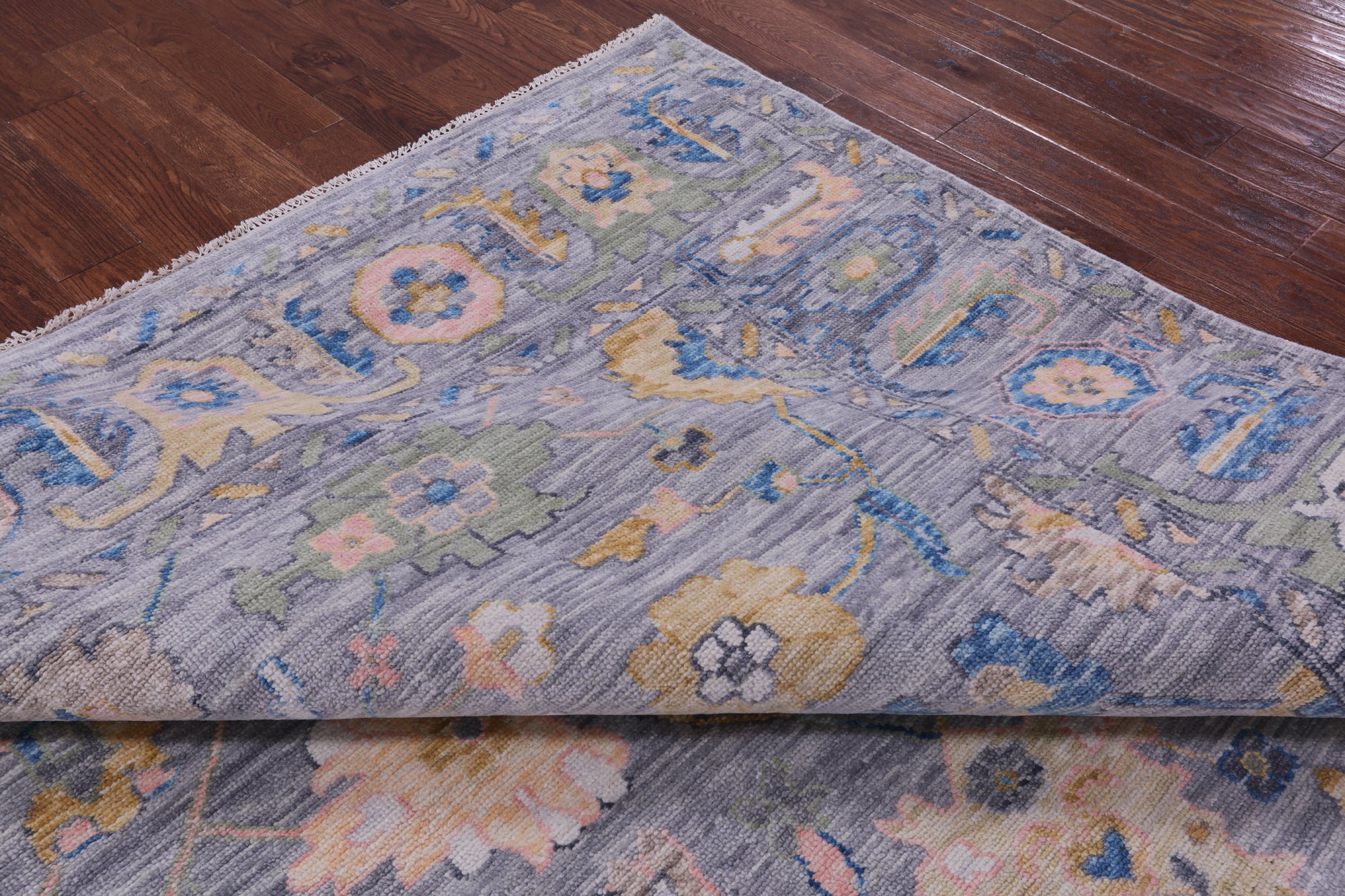 Grey Turkish Oushak Hand Knotted Wool Rug - 9' 3" X 12' 0" - Golden Nile