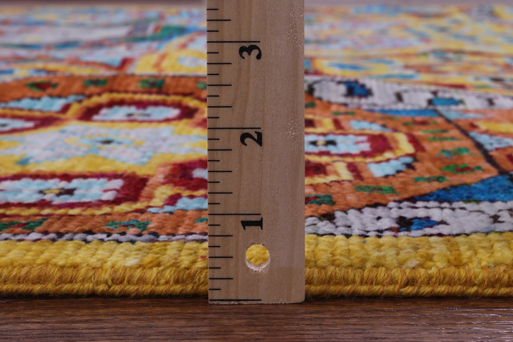 Gold Geometric Persian Mamluk Handmade Wool Rug - 8' 11" X 12' 3" - Golden Nile