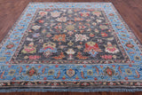 Grey Square Heriz Serapi Hand Knotted Wool Rug - 9' 2" X 9' 3" - Golden Nile