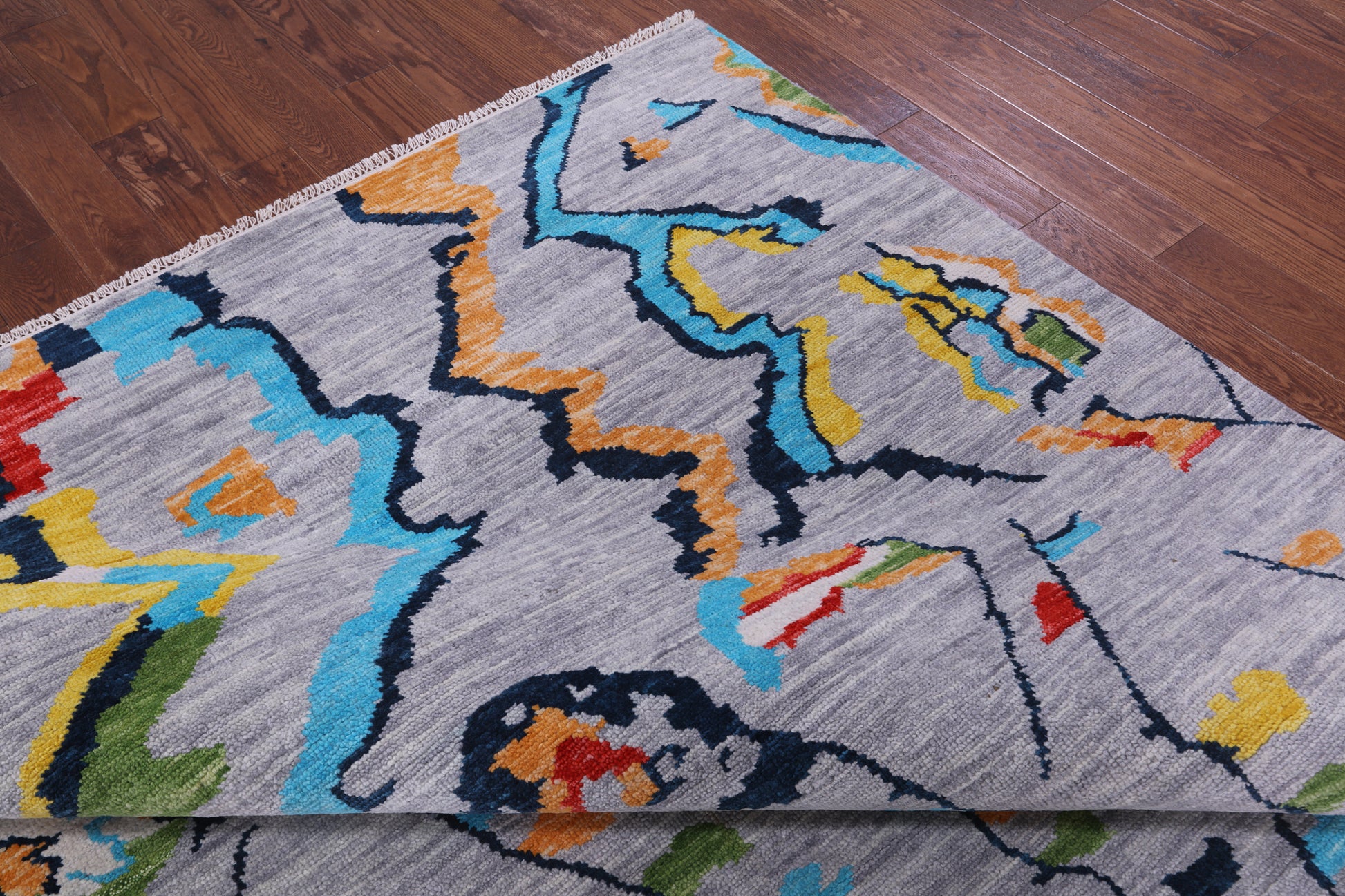 Grey Tribal Moroccan Hand Knotted Wool Rug - 9' 2" X 12' 1" - Golden Nile
