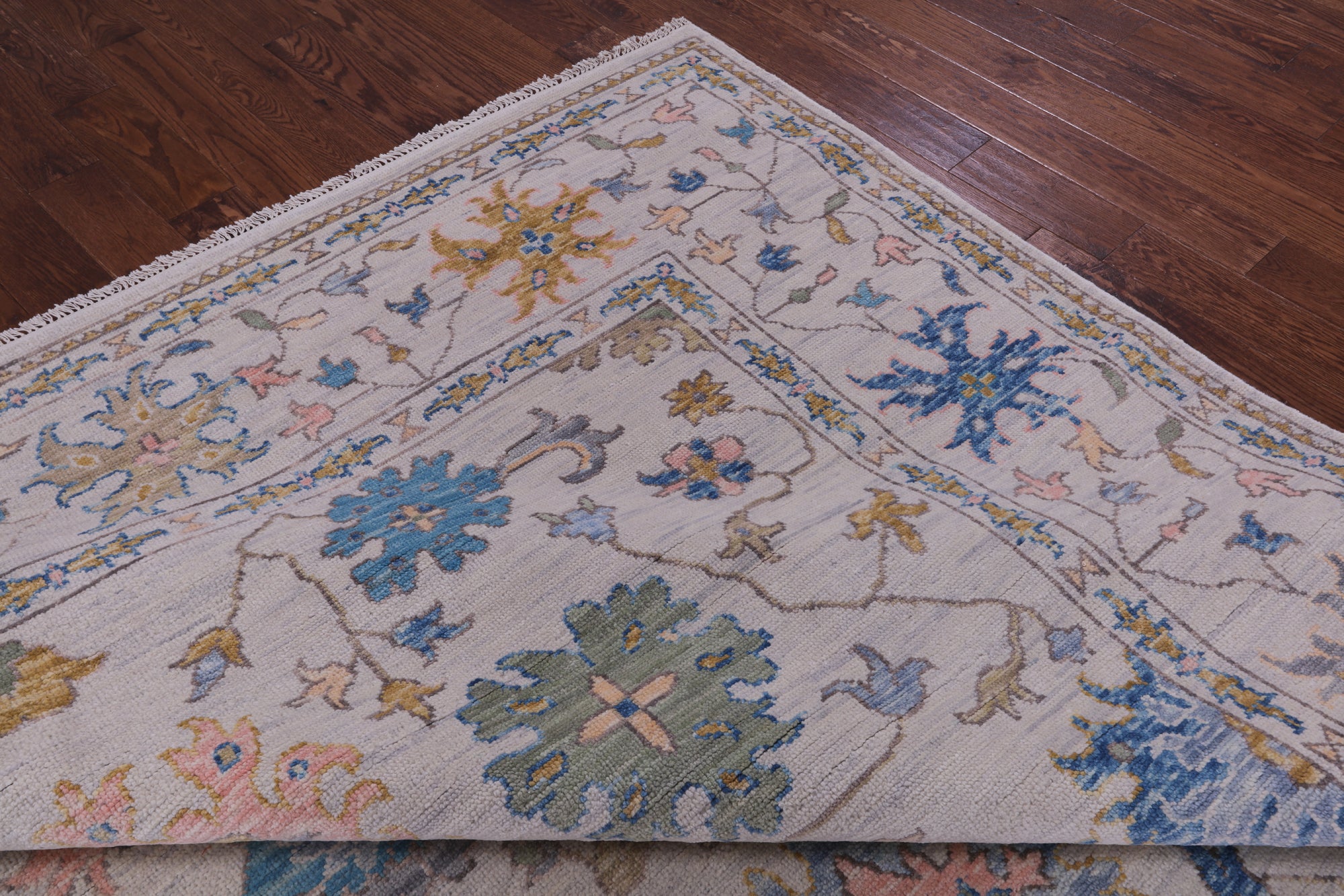 Ivory Turkish Oushak Hand Knotted Wool Rug - 10' 0" X 14' 2" - Golden Nile