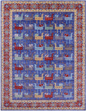 Blue Heriz Serapi Hand Knotted Wool Rug - 9' 0" X 11' 11" - Golden Nile