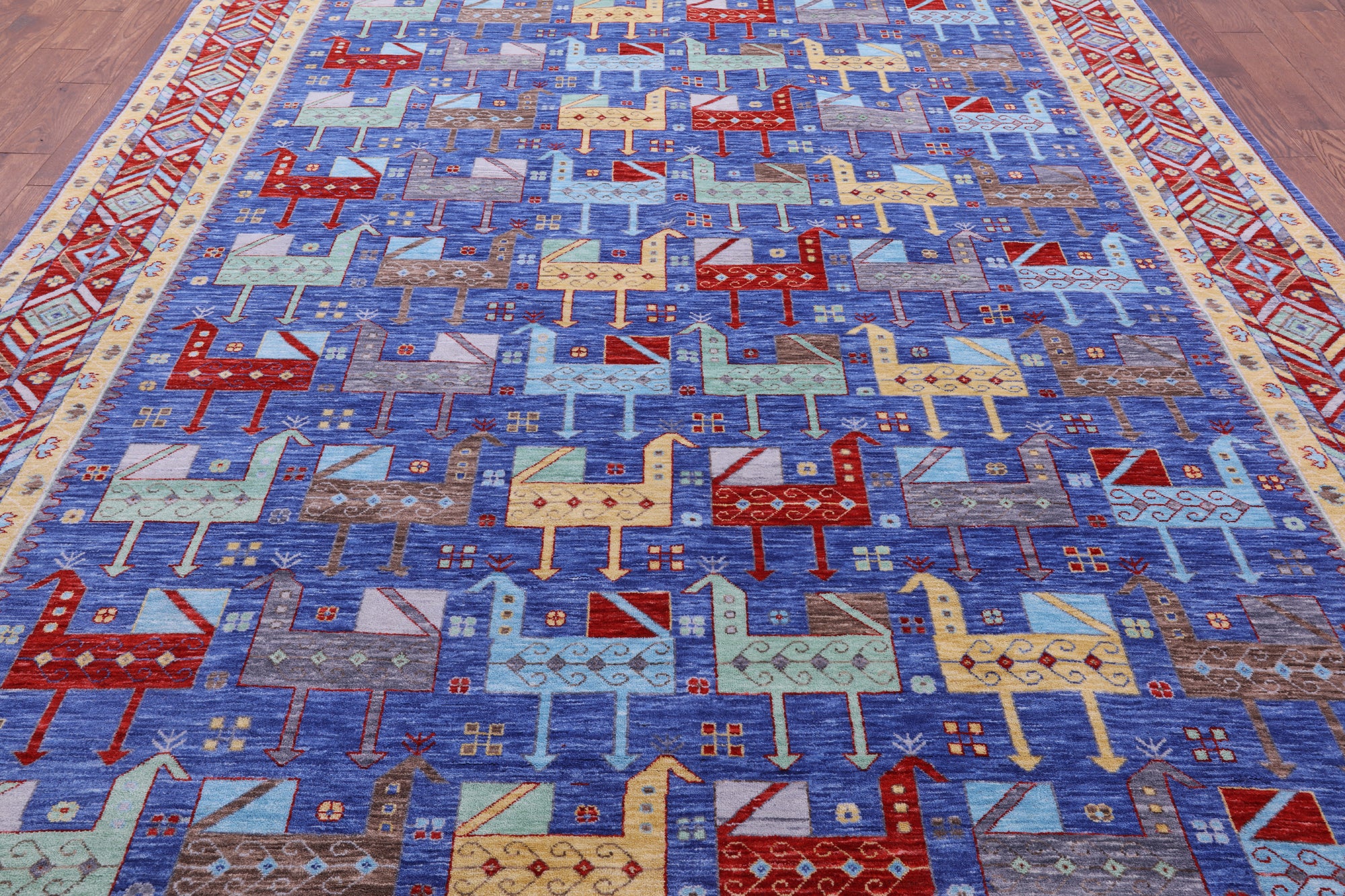 Blue Heriz Serapi Hand Knotted Wool Rug - 9' 0" X 11' 11" - Golden Nile