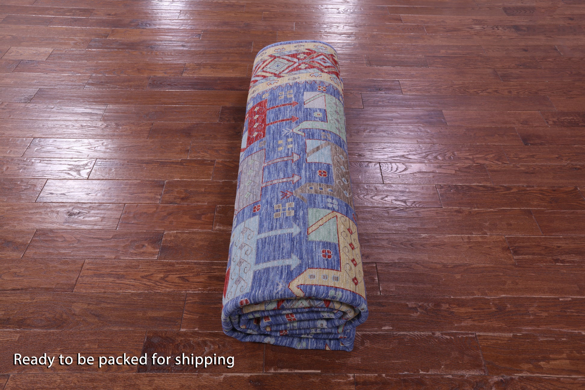 Blue Heriz Serapi Hand Knotted Wool Rug - 9' 0" X 11' 11" - Golden Nile