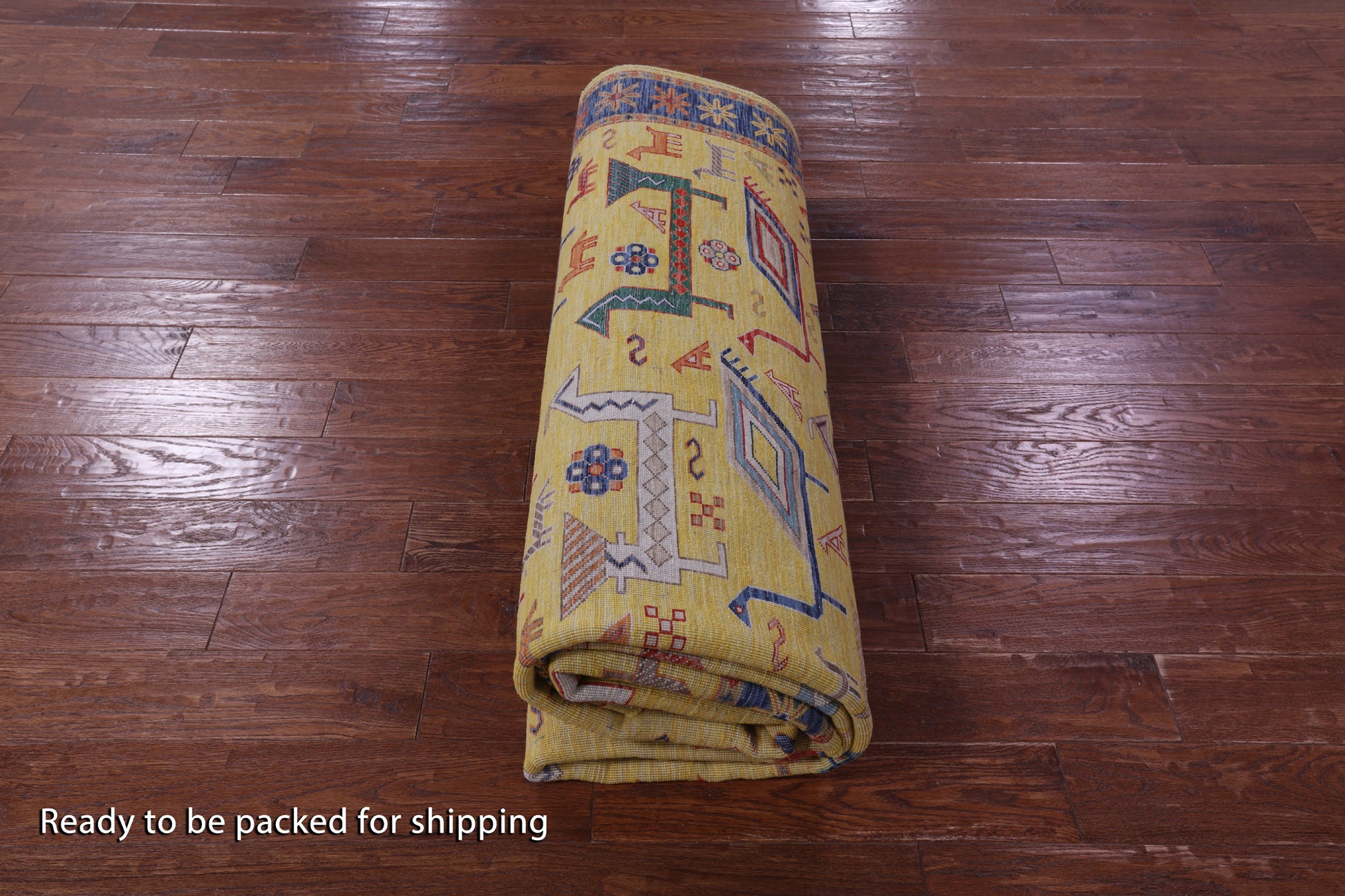 Gold Heriz Serapi Handmade Wool Rug - 8' 1" X 9' 11" - Golden Nile