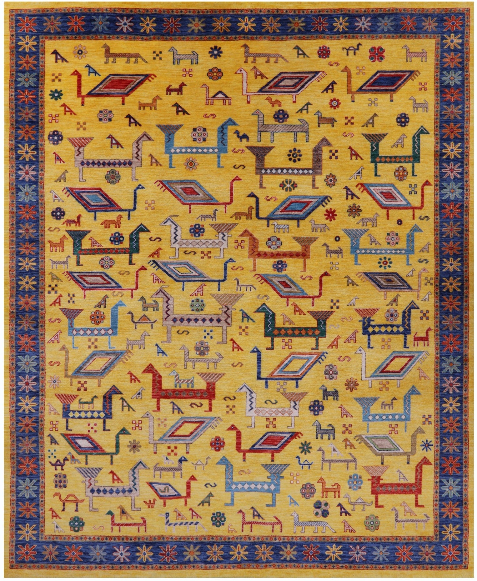 Gold Heriz Serapi Handmade Wool Rug - 8' 1" X 9' 11" - Golden Nile