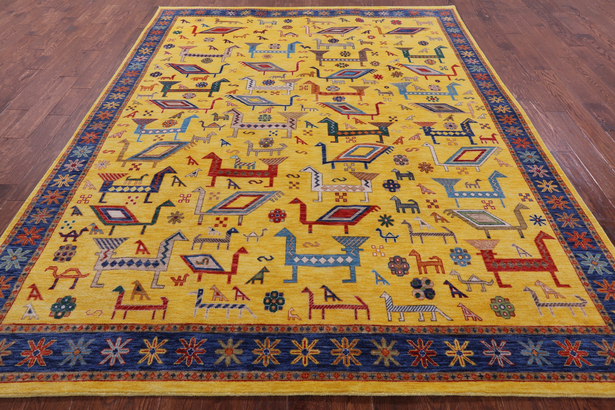 Gold Heriz Serapi Handmade Wool Rug - 8' 1" X 9' 11" - Golden Nile