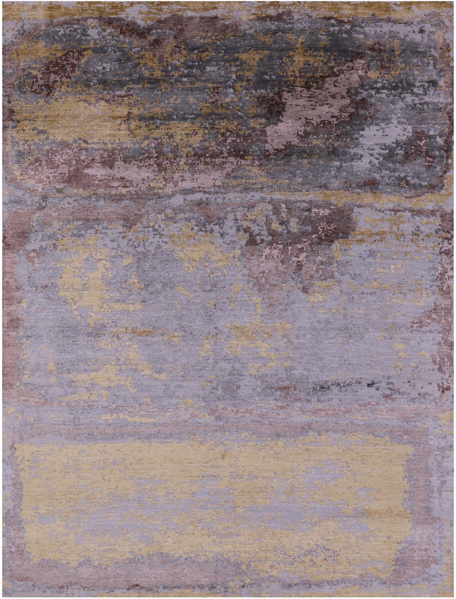 Abstract Contemporary Hand Knotted Wool & Silk Rug - 7' 11" X 10' 4" - Golden Nile