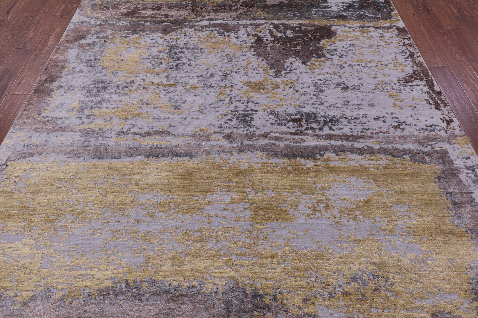 Abstract Contemporary Hand Knotted Wool & Silk Rug - 7' 11" X 10' 4" - Golden Nile