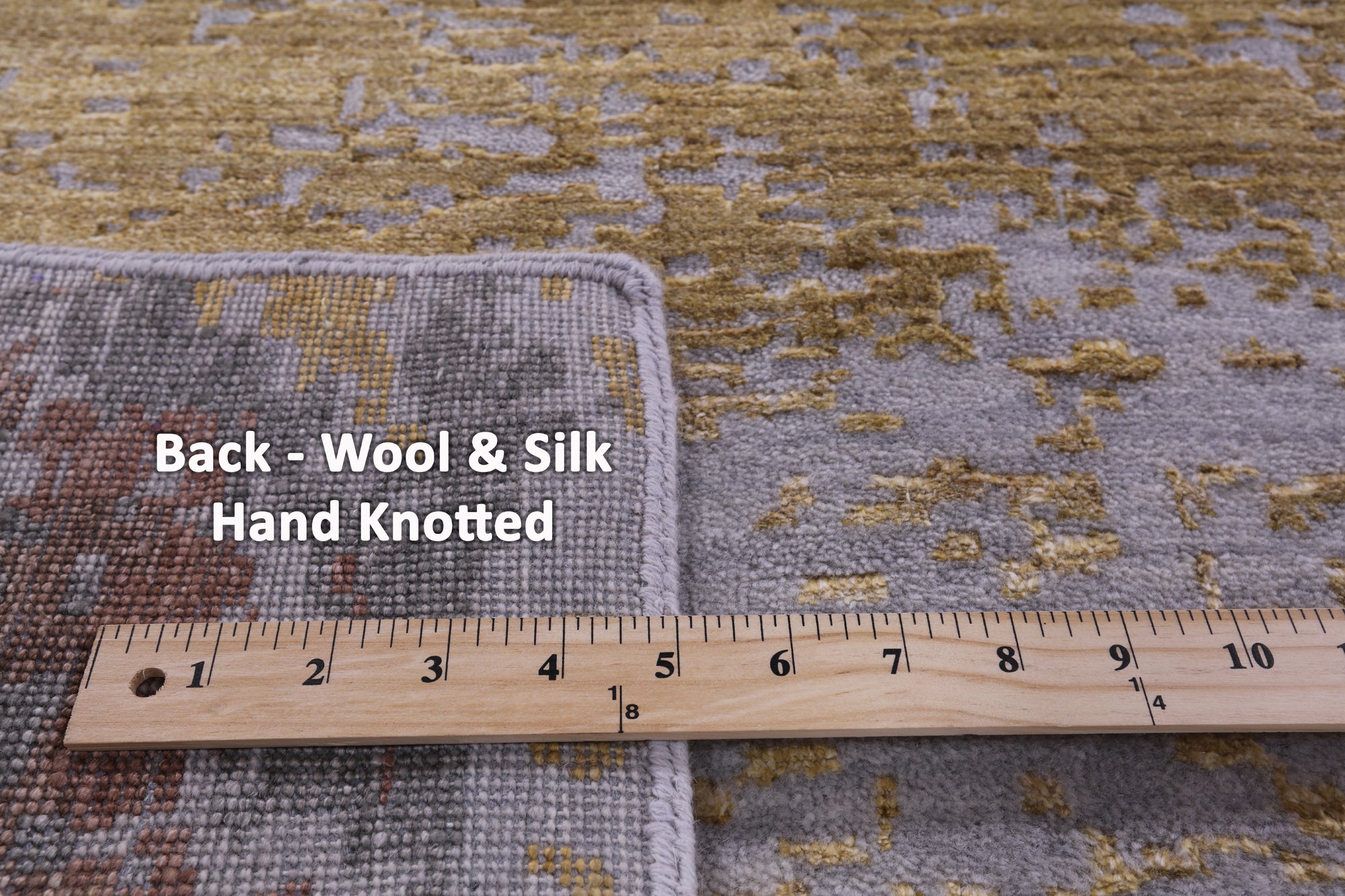 Abstract Contemporary Hand Knotted Wool & Silk Rug - 7' 11" X 10' 4" - Golden Nile