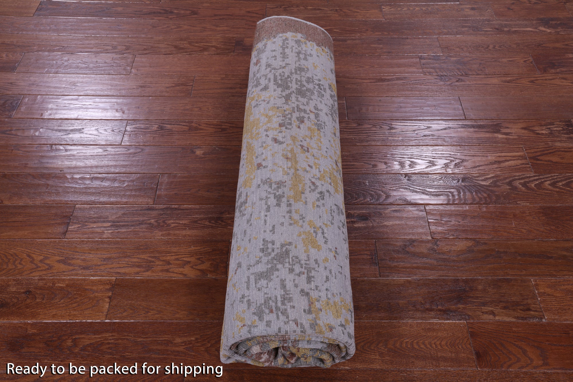 Abstract Contemporary Hand Knotted Wool & Silk Rug - 7' 11" X 10' 4" - Golden Nile