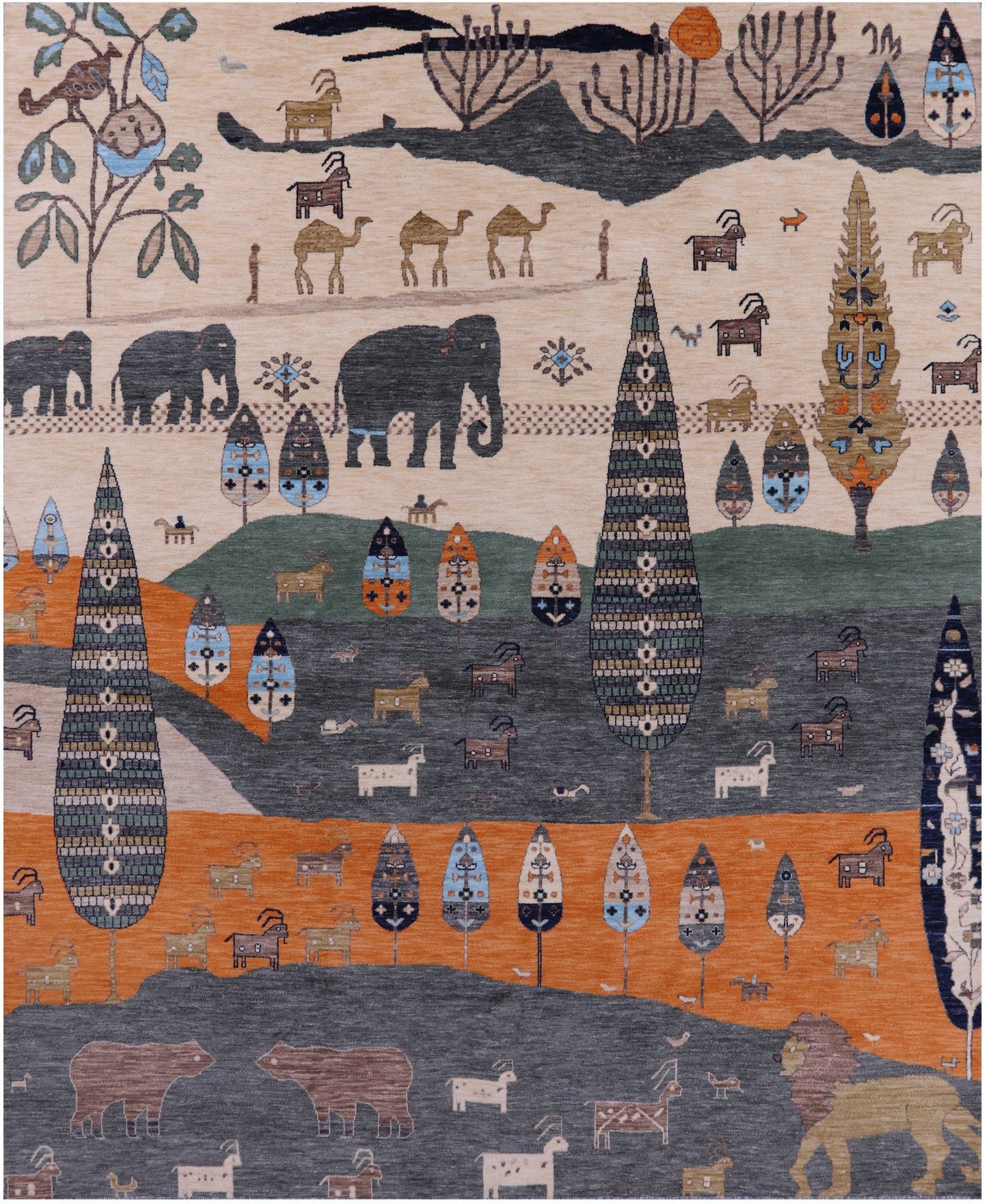 Tribal Persian Gabbeh Hand Knotted Wool Rug - 7' 11" X 9' 11" - Golden Nile