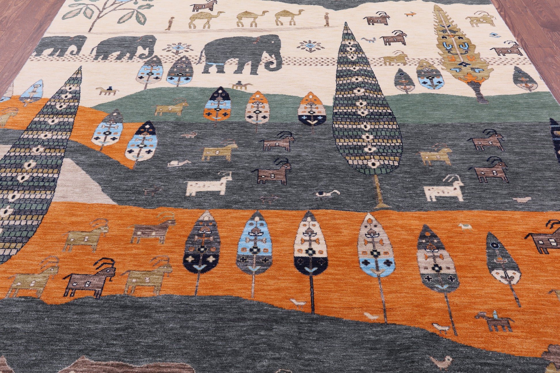 Tribal Persian Gabbeh Hand Knotted Wool Rug - 7' 11" X 9' 11" - Golden Nile