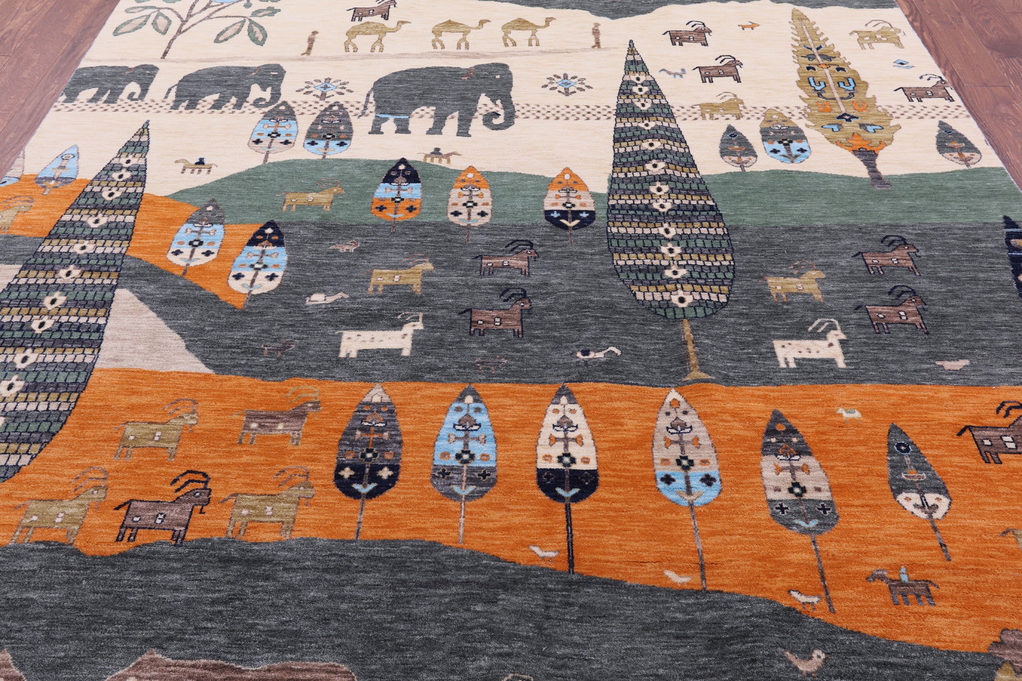 Tribal Persian Gabbeh Hand Knotted Wool Rug - 7' 11" X 9' 11" - Golden Nile