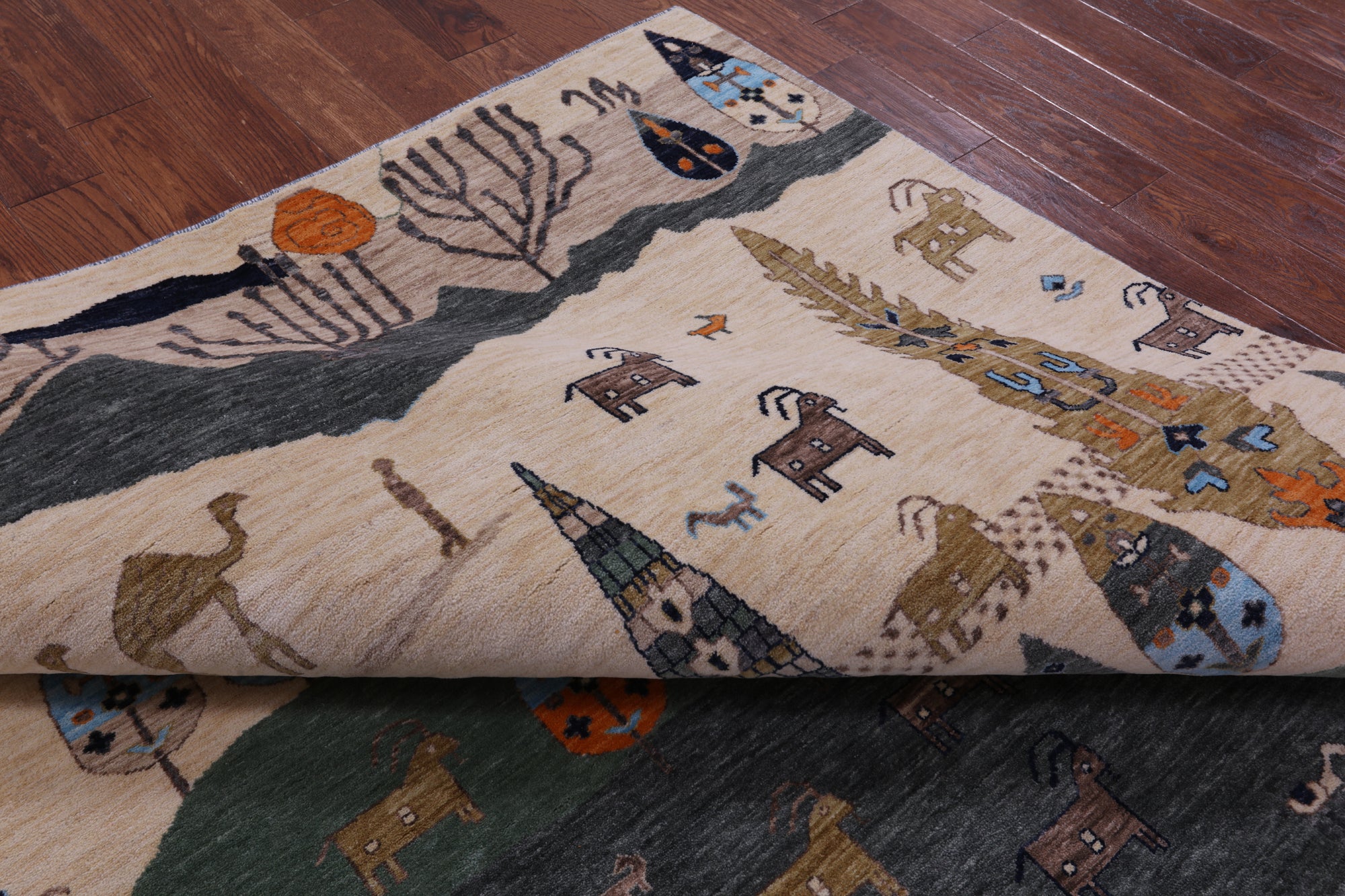 Tribal Persian Gabbeh Hand Knotted Wool Rug - 7' 11" X 9' 11" - Golden Nile