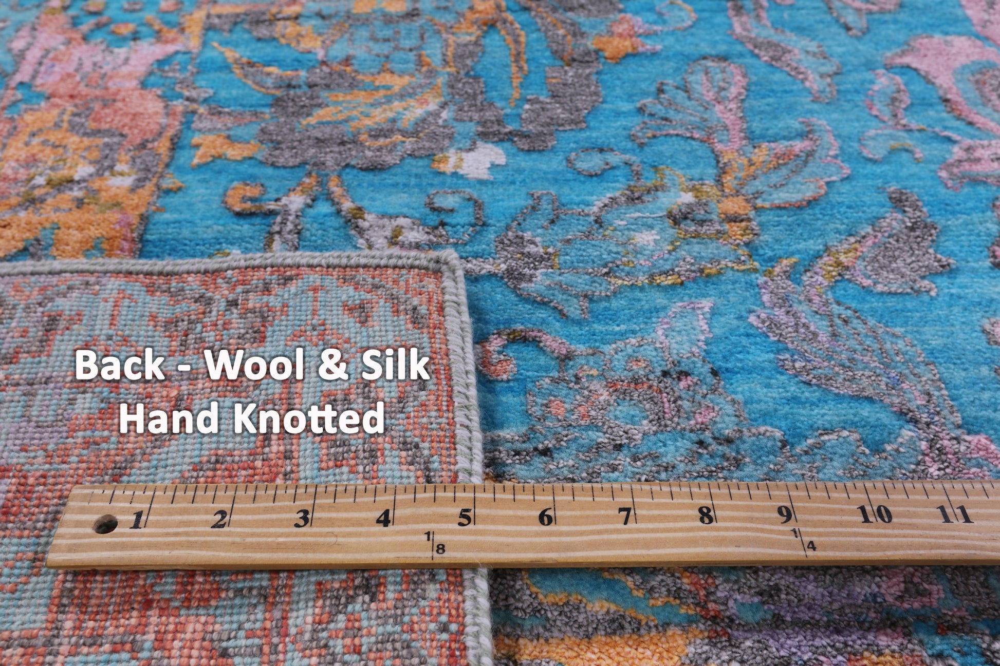 Blue Persian Tabriz Hand Knotted Wool & Silk Rug - 8' 2" X 10' 2" - Golden Nile