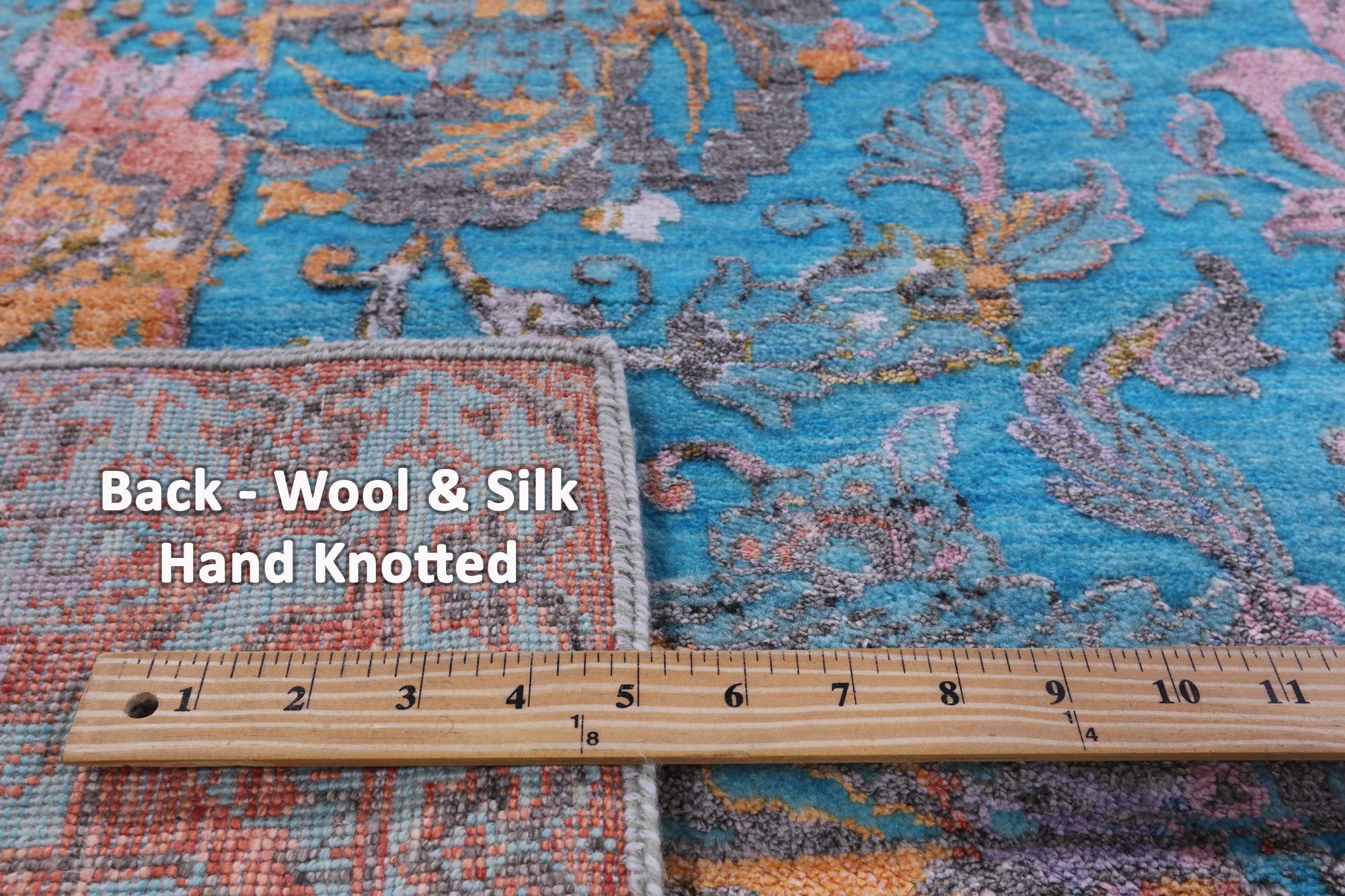 Blue Persian Tabriz Hand Knotted Wool & Silk Rug - 8' 2" X 10' 2" - Golden Nile