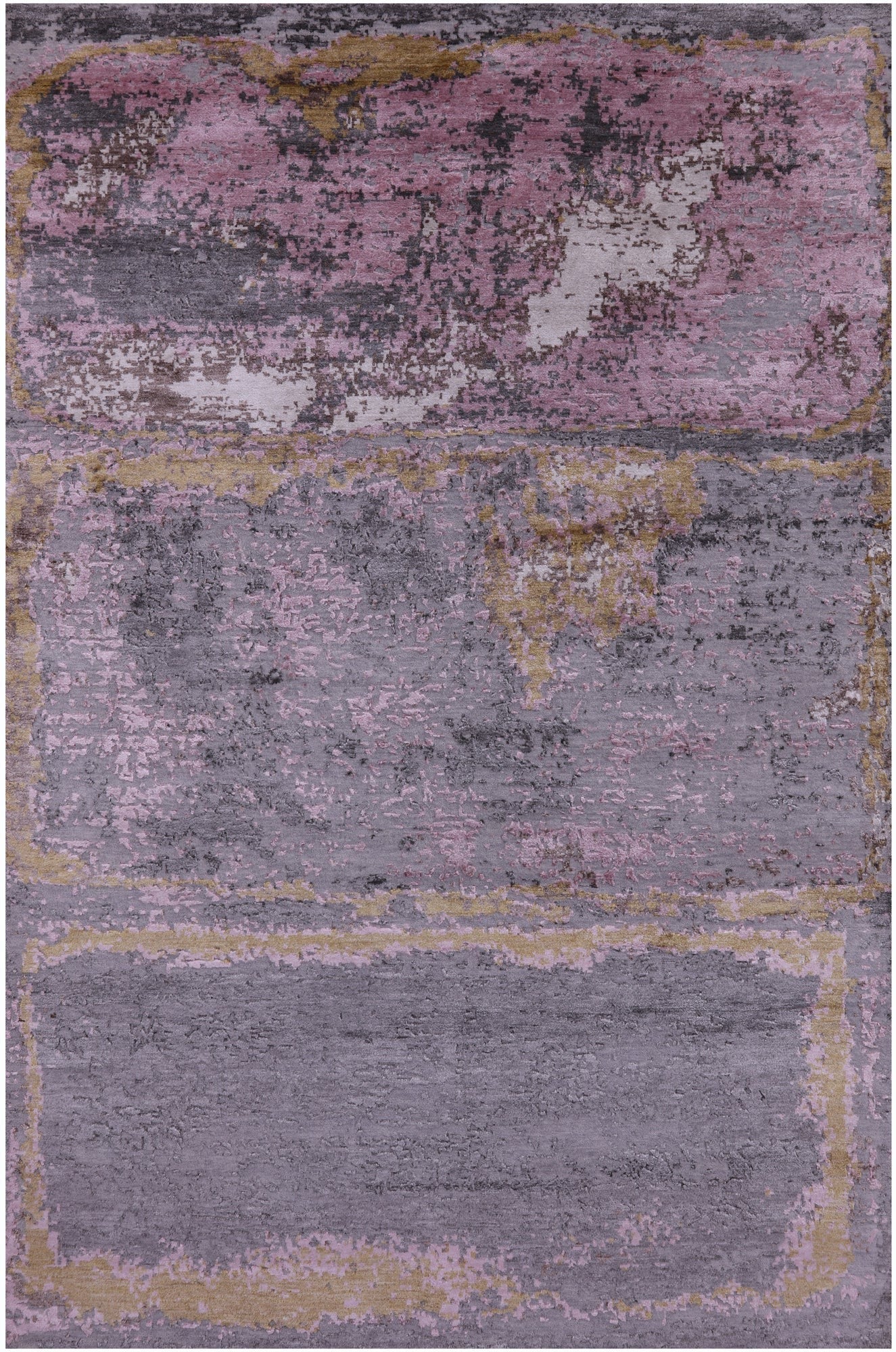Abstract Contemporary Hand Knotted Wool & Silk Rug - 5' 10" X 9' 3" - Golden Nile
