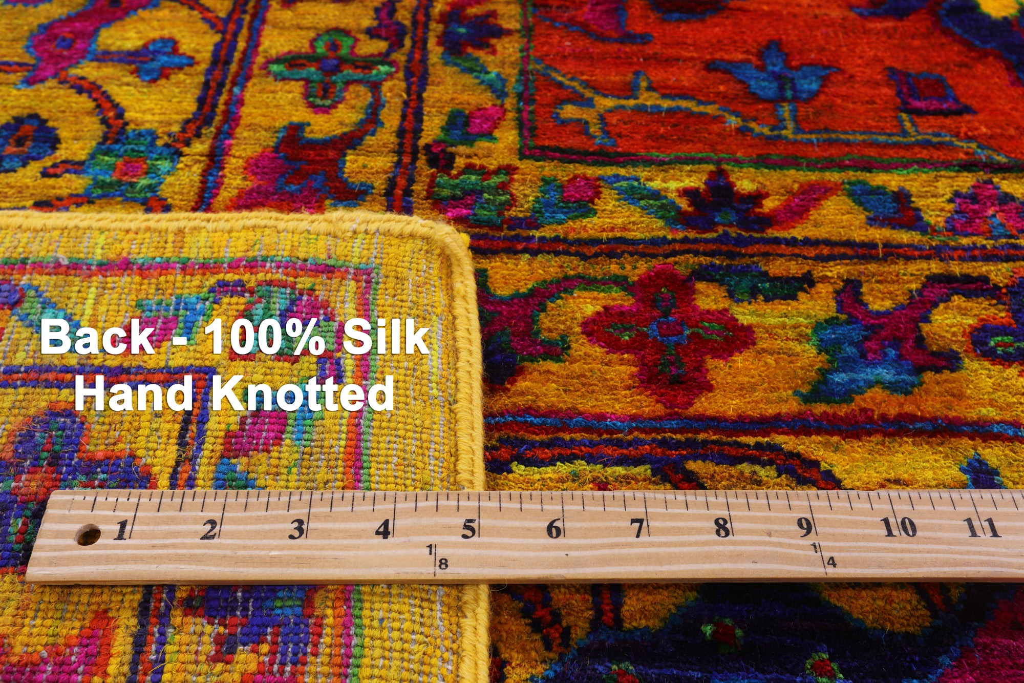 Orange Persian Tabriz Handmade 100% Silk Rug - 10' 0" X 13' 10" - Golden Nile