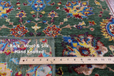 Green Persian Tabriz Handmade Wool & Silk Runner Rug - 2' 7" X 12' 1" - Golden Nile