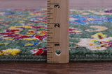 Green Persian Tabriz Handmade Wool & Silk Runner Rug - 2' 7" X 12' 1" - Golden Nile