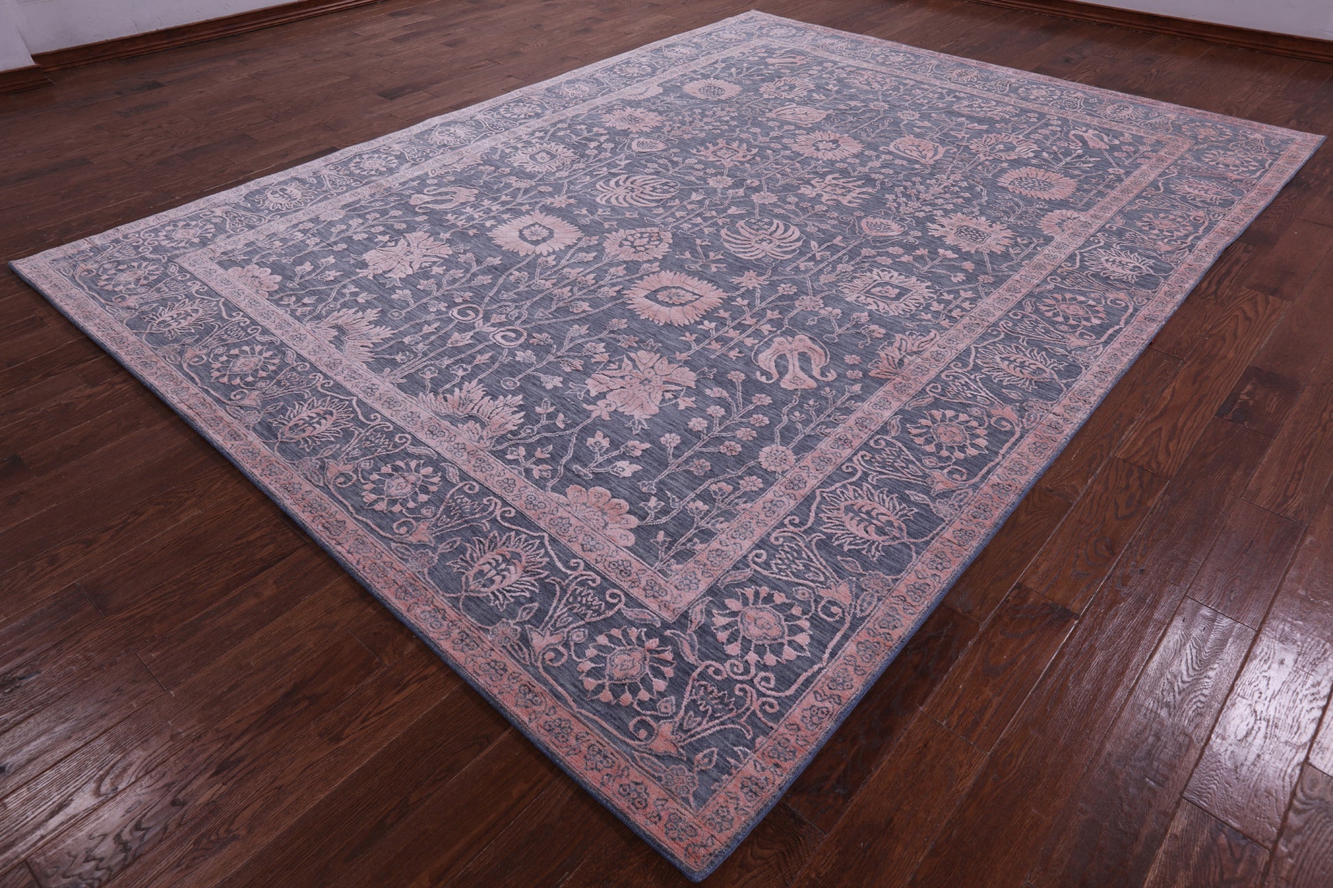 Grey Persian Tabriz Hand Knotted Wool & Silk Rug - 9' 0" X 12' 2" - Golden Nile