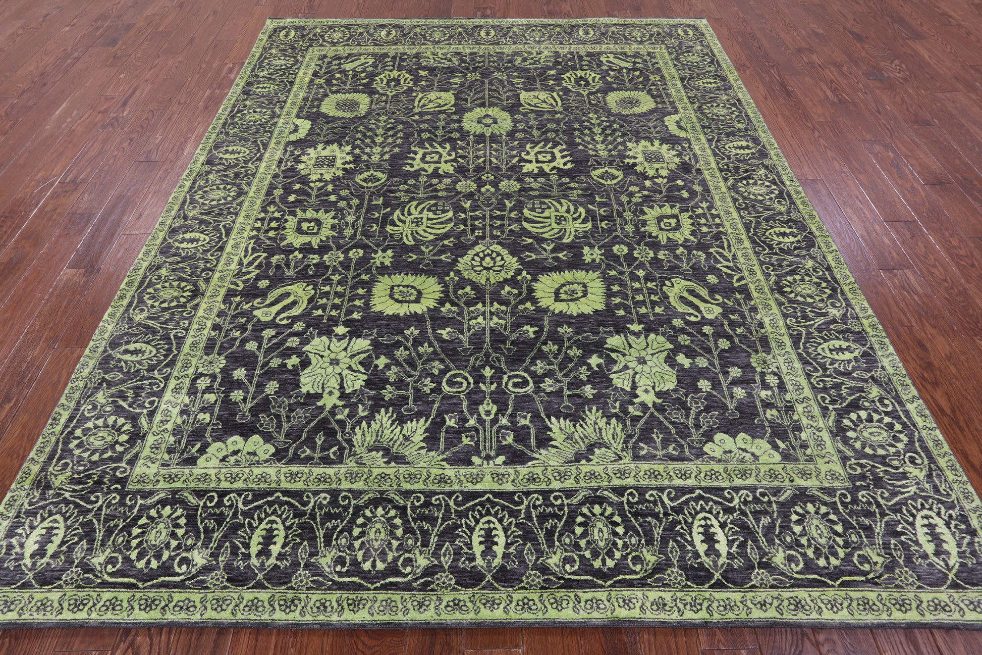 Grey Persian Tabriz Handmade Wool & Silk Rug - 8' 1" X 9' 11" - Golden Nile