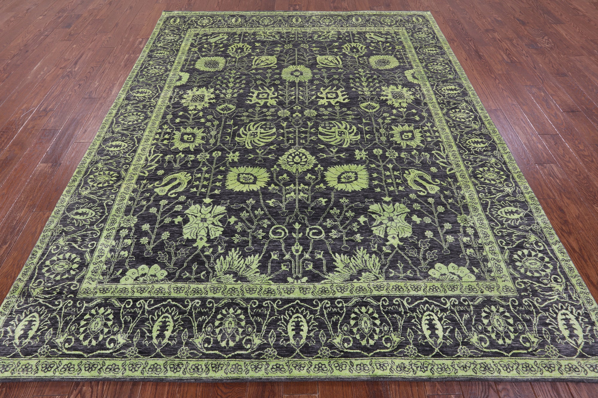 Grey Persian Tabriz Handmade Wool & Silk Rug - 8' 1" X 9' 11" - Golden Nile