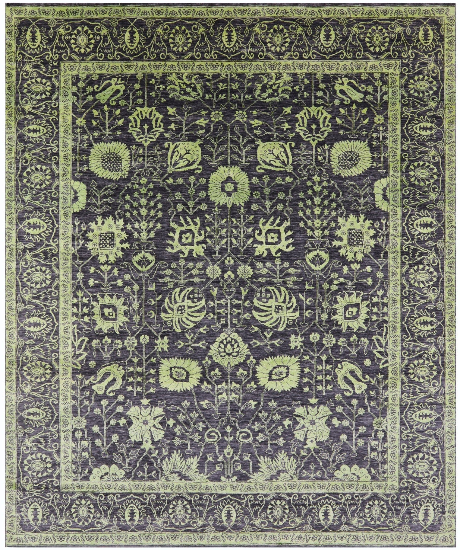 Grey Persian Tabriz Handmade Wool & Silk Rug - 8' 1" X 9' 11" - Golden Nile