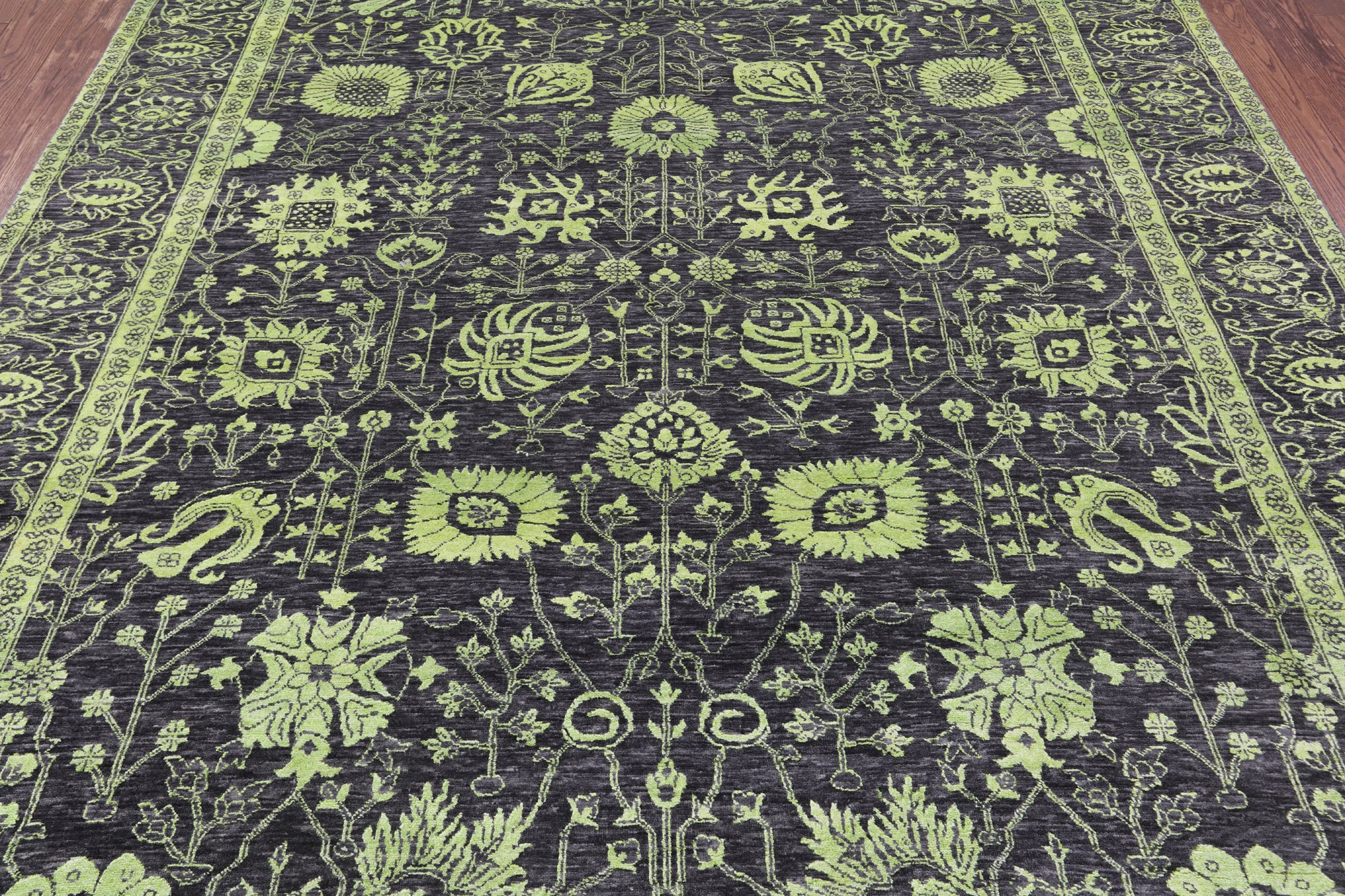 Grey Persian Tabriz Handmade Wool & Silk Rug - 8' 1" X 9' 11" - Golden Nile