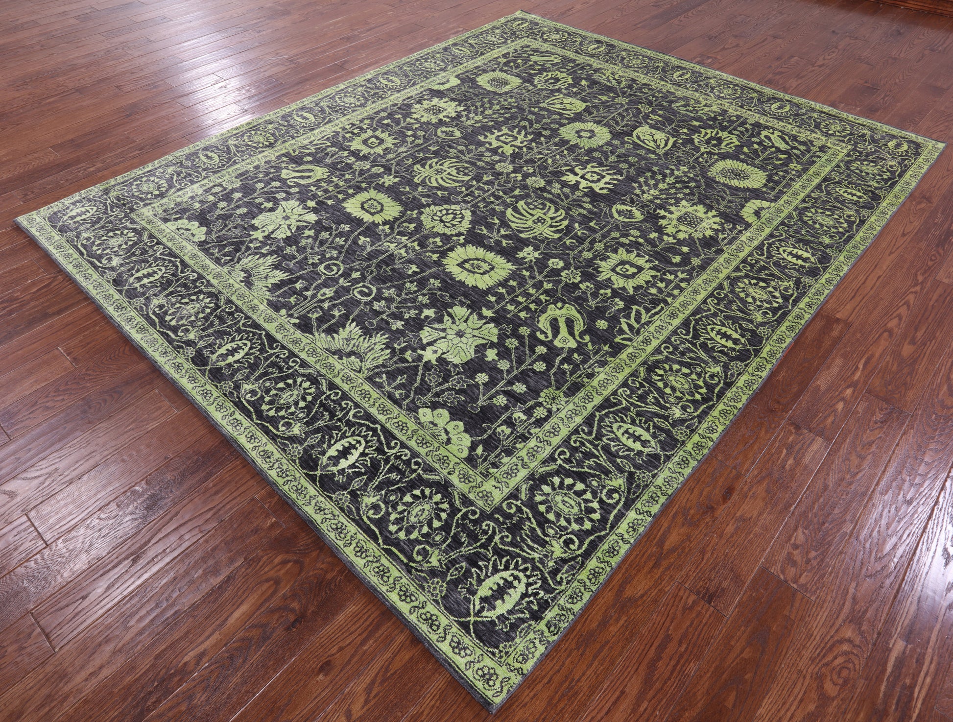 Grey Persian Tabriz Handmade Wool & Silk Rug - 8' 1" X 9' 11" - Golden Nile
