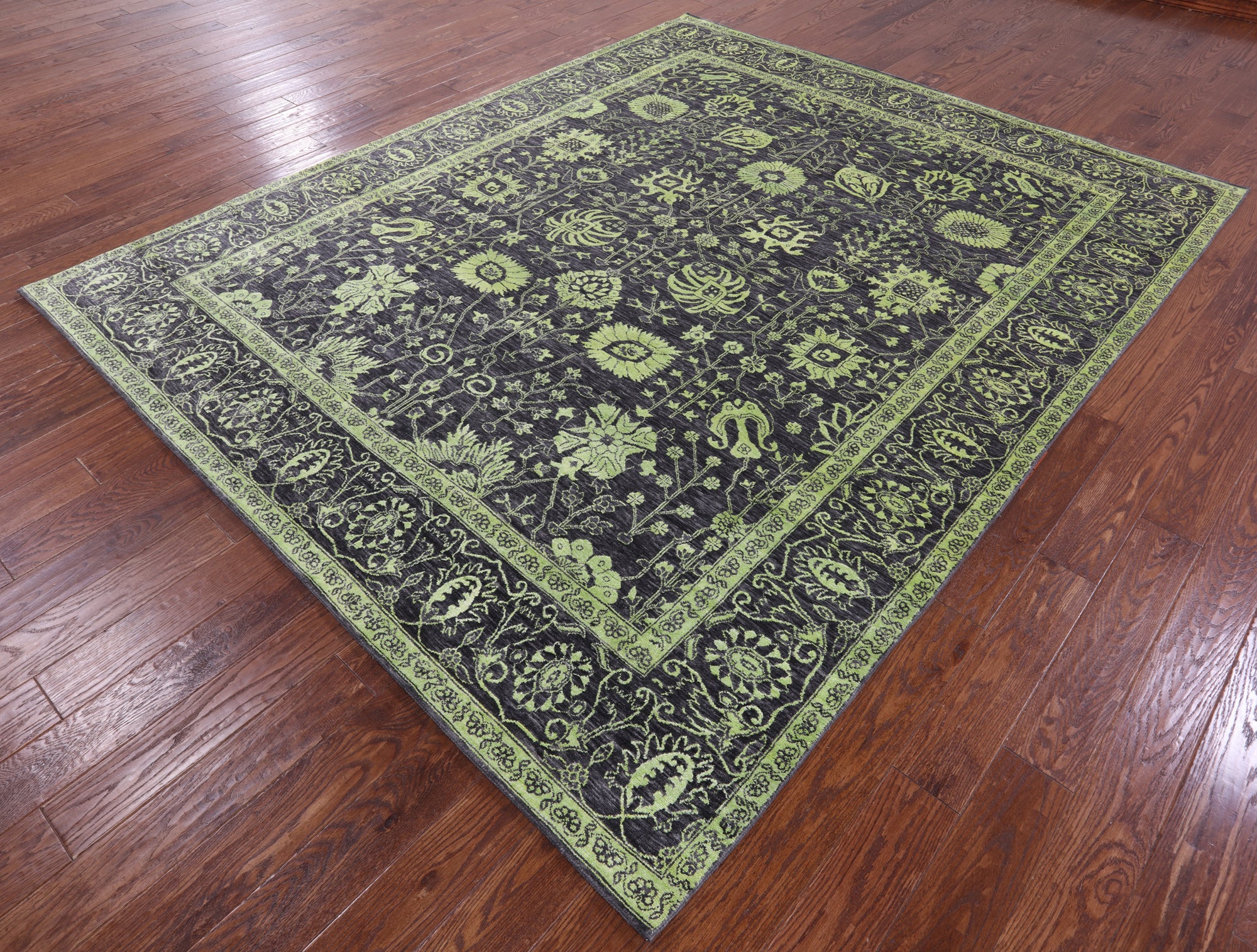 Grey Persian Tabriz Handmade Wool & Silk Rug - 8' 1" X 9' 11" - Golden Nile