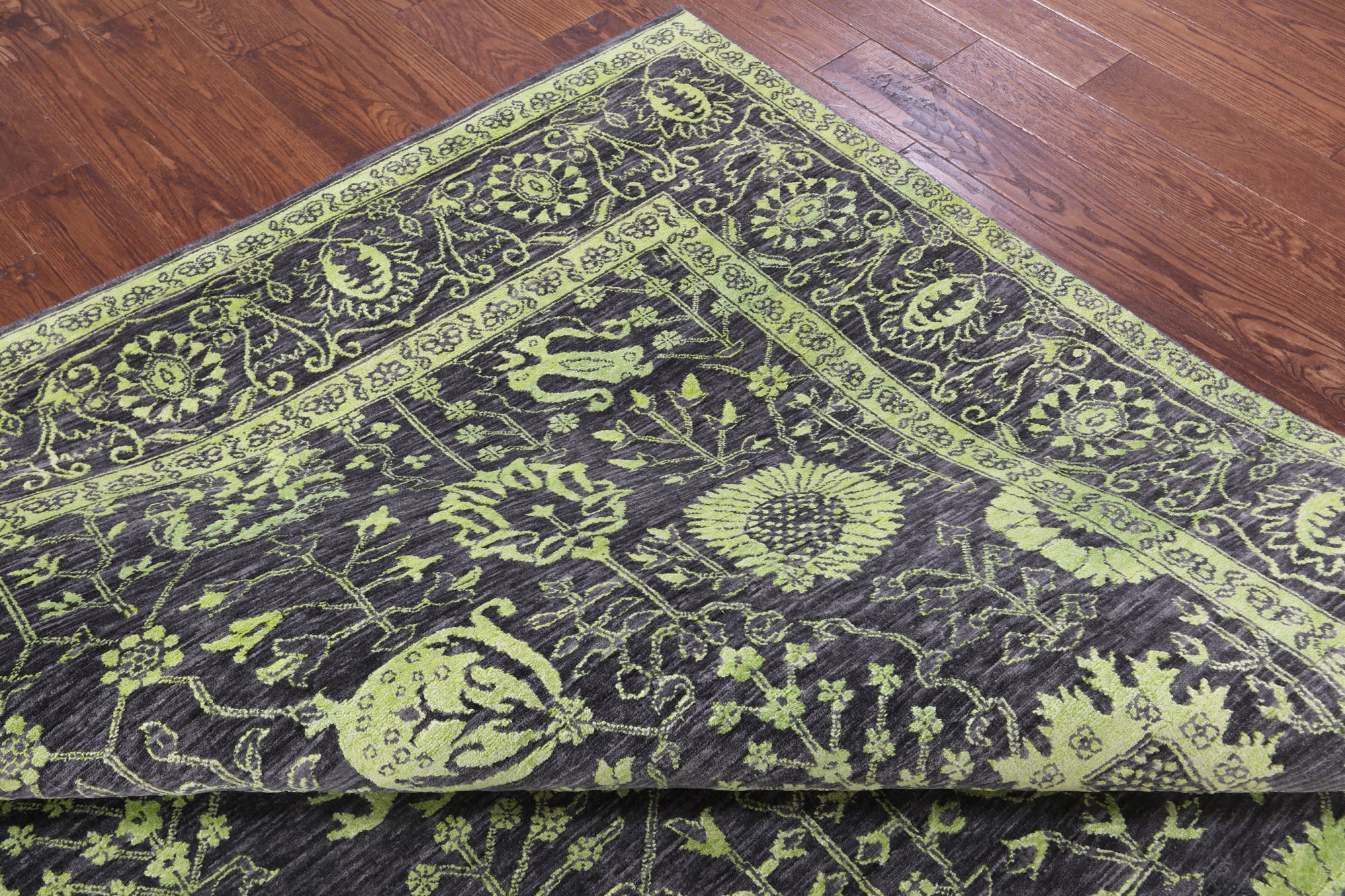 Grey Persian Tabriz Handmade Wool & Silk Rug - 8' 1" X 9' 11" - Golden Nile