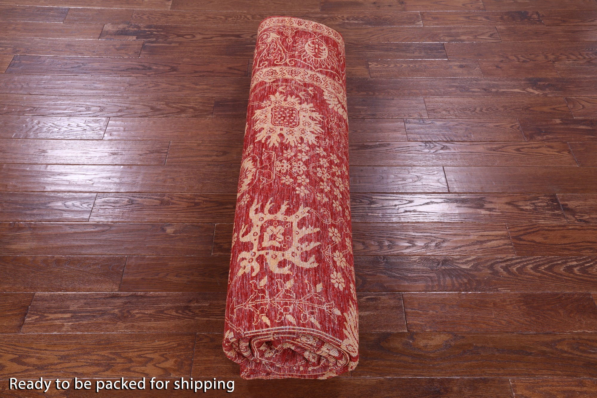 Red Persian Tabriz Hand Knotted Wool & Silk Rug - 8' 11" X 11' 11" - Golden Nile