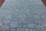 Blue Persian Tabriz Hand Knotted Wool & Silk Rug - 8' 0" X 10' 2" - Golden Nile