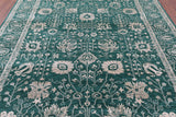 Green Persian Tabriz Hand Knotted Wool & Silk Rug - 8' 1" X 10' 2" - Golden Nile