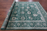 Green Persian Tabriz Hand Knotted Wool & Silk Rug - 8' 1" X 10' 2" - Golden Nile