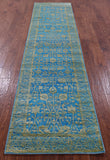 Blue Persian Tabriz Hand Knotted Wool & Silk Runner Rug - 2' 7" X 10' 2" - Golden Nile