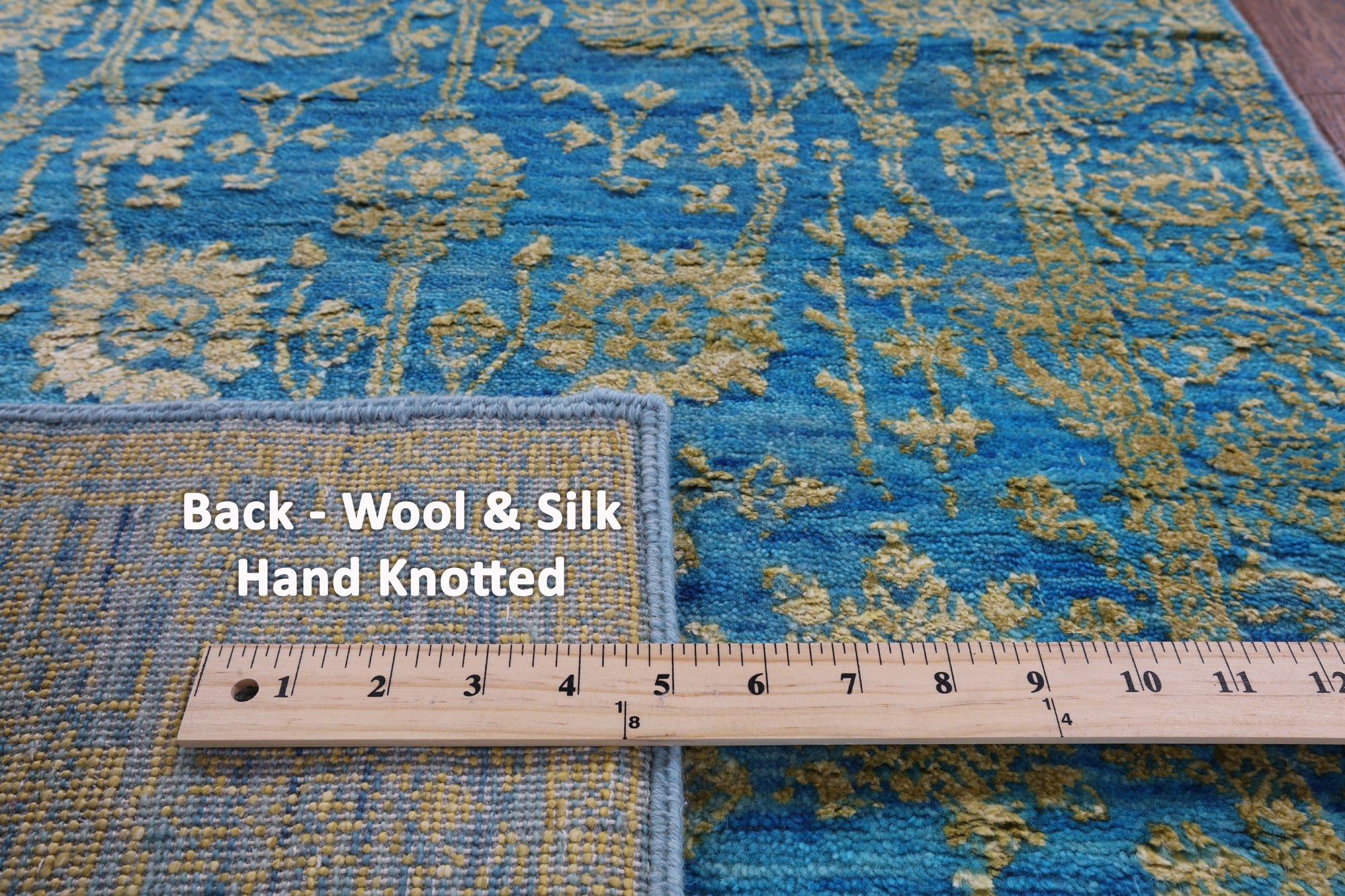Blue Persian Tabriz Hand Knotted Wool & Silk Runner Rug - 2' 7" X 10' 2" - Golden Nile