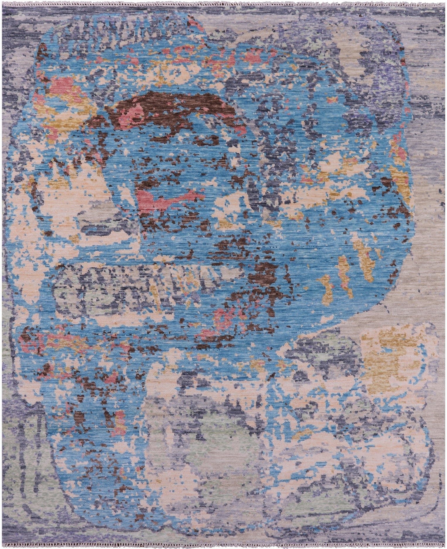 Abstract Contemporary Hand Knotted Wool Rug - 8' 0" X 9' 11" - Golden Nile