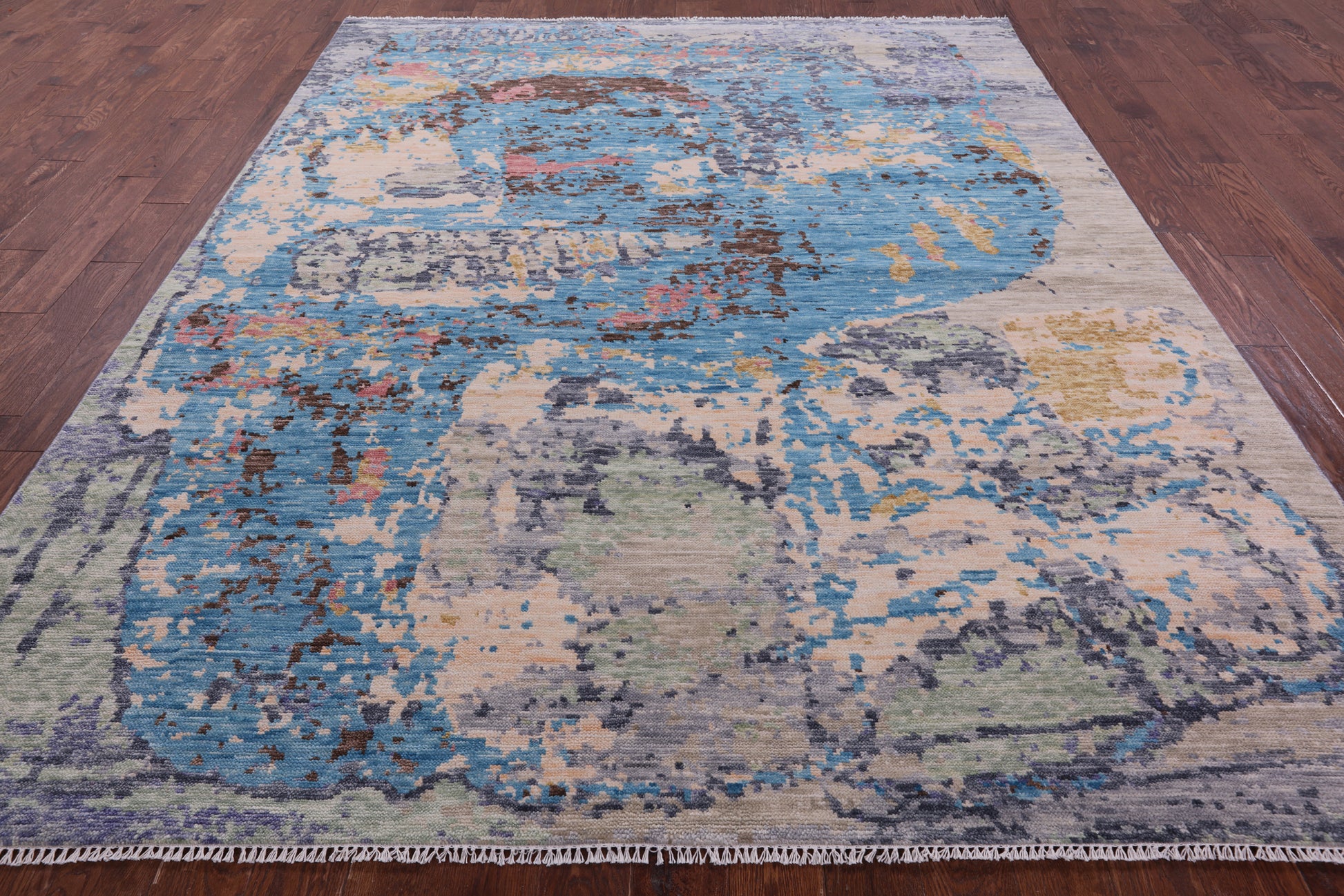 Abstract Contemporary Hand Knotted Wool Rug - 8' 0" X 9' 11" - Golden Nile
