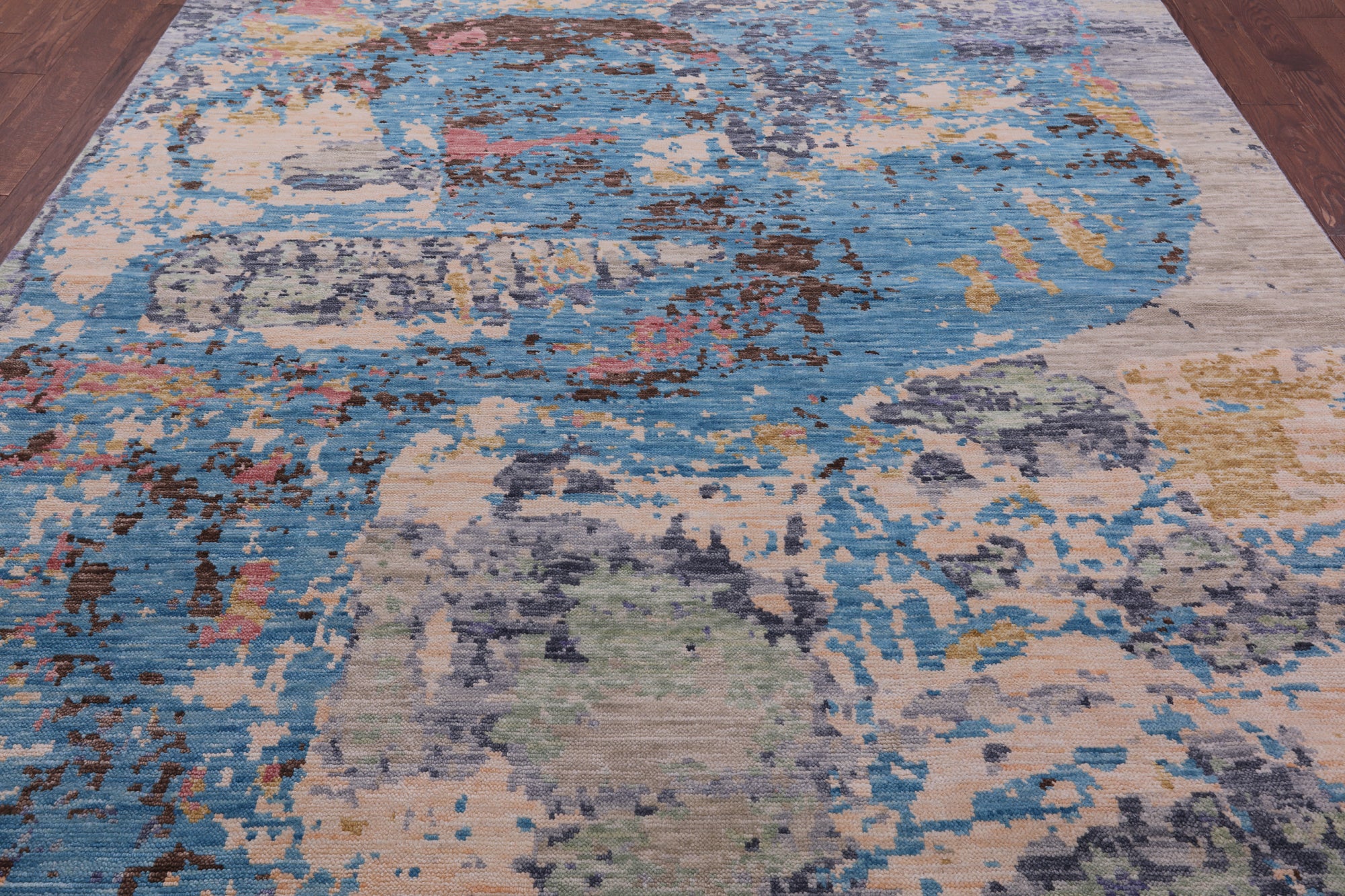 Abstract Contemporary Hand Knotted Wool Rug - 8' 0" X 9' 11" - Golden Nile