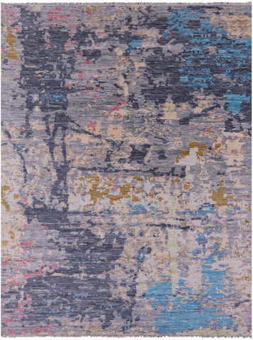 Abstract Modern Handmade Wool Rug - 9' 4
